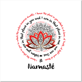 NAMASTE WE ARE ONE Yoga Inspired Quote Lotus Mandala Typography Posters and Art